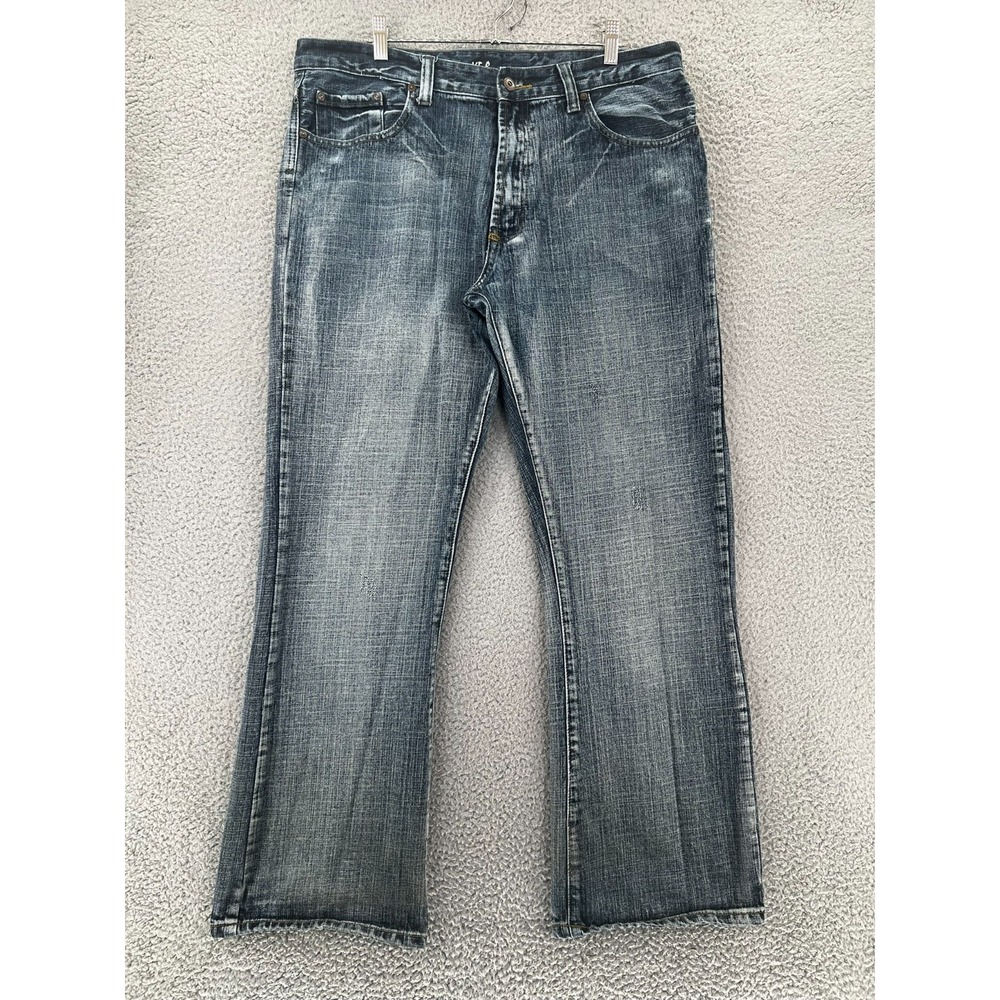 Flypaper Denim Straight Leg Blue Jeans Mens 38x31 Acid Wash 100% Cotton‎